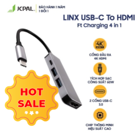 Cổng chuyển JCPAL LINX USB-C To HDMI Ft Charging 4 in 1- Hàng Chính Hãng Nguyên Hộp 